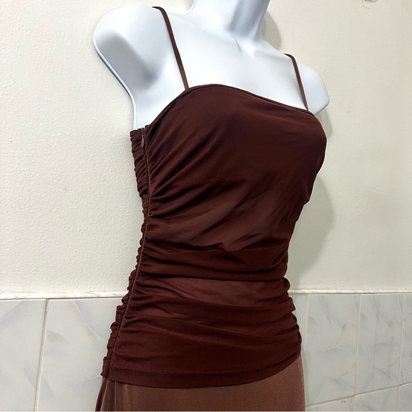 Womens Sheer Satin Slinky Slip Dress Small Minimalist Y2K Earthy Dark Feminine - Picture 5 of 13